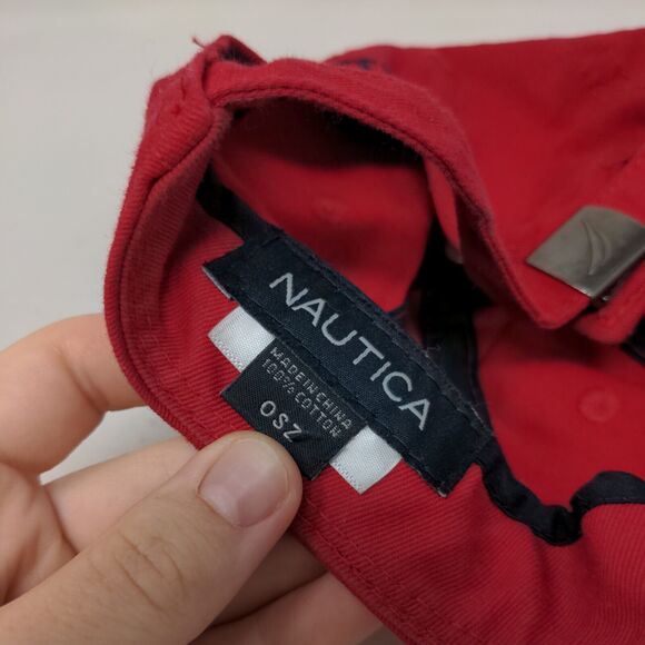 Nautica Slideback Hat Red One Size Embroidered Logo Outdoor 6 Panel - Picture 7 of 8